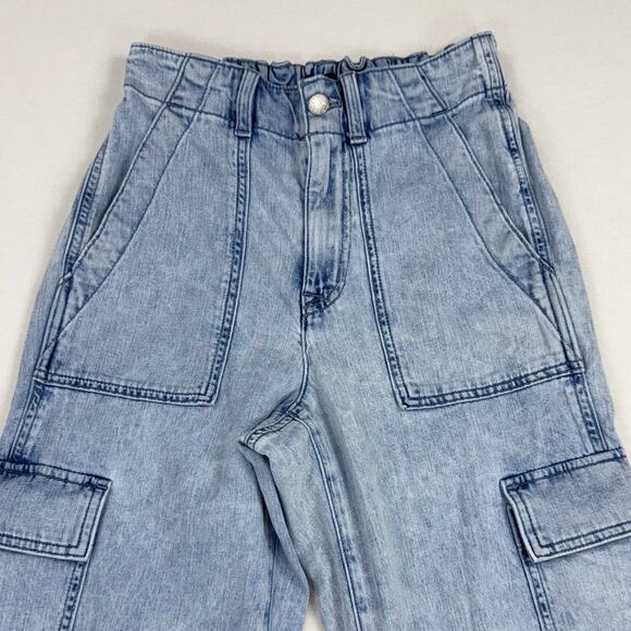 J Crew Factory Lightweight Drapey Cargo Jogger Jean Size 25 Light Wash Blue - Picture 6 of 16